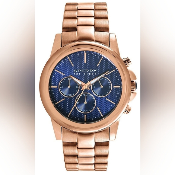 Sperry Top-Sider Halyard Womens Blue Dial Rose Gold Steel Bracelet Watch - Picture 1 of 6